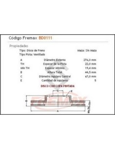 Im Disco Freno Del. (v) M.benz Clase A 170 - Clase B 170/200  05/...