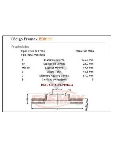 Im Disco Freno Del. (v) M.benz Clase A 170 - Clase B 170/200  05/...