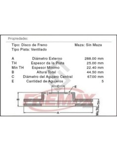 Im Disco Freno Del. (v) M.benz Clase B 180 Cdi - 200/cdi/turbo (w245)  05/...