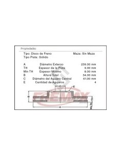 Im Disco Freno Tras. (s) City 09/... Fit 1.6 16v 09/...