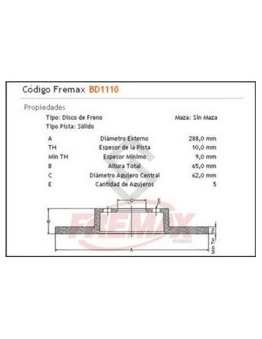 Im Disco Freno Tras. (s) Toyota Camry 92/96