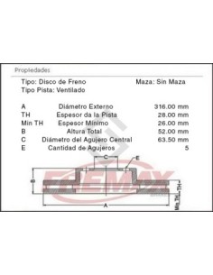 Fd Disco Freno Del. (v) S-max Trend 2.0 10/... / Volvo S60 10/... / Land Rover Freelander 3.2 07/...