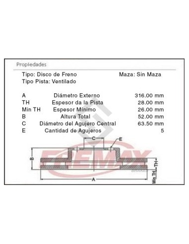 Fd Disco Freno Del. (v) S-max Trend 2.0 10/... / Volvo S60 10/... / Land Rover Freelander 3.2 07/...