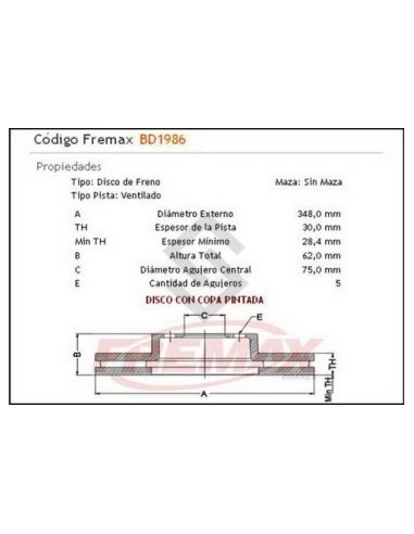 Im Disco Freno Del. (v) Bmw X5 3.0d/3.0sd (e70) 07/... - X6 (e71) - 3.0d / 3.5i 08/...