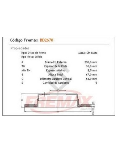 Im Disco Freno Tras. (s) Subaru Legacy Outback 2.5 / 3.0 V6  03/...