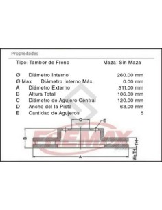 Im Camp. Freno Tras. Kia Bongo K2500