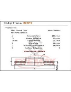 Im Disco Freno Del. (v) Cooper 1.6 16v  (agujero 14mm)  07/...