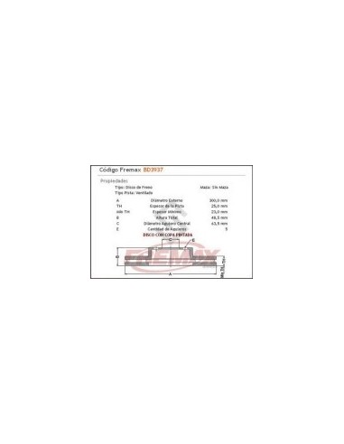 Fd Disco Freno Del. (v) Focus 2.0 16v 08/... Kuga 08/...  Volvo S40 - V50 - C70 05/...