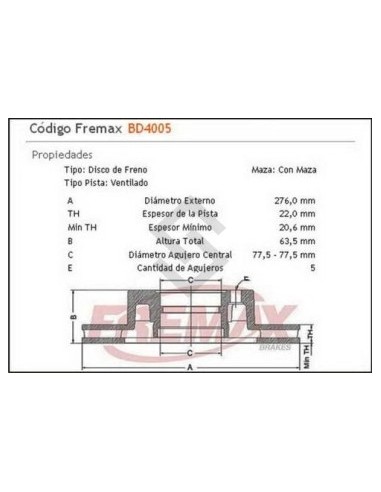 Vr Disco Freno Del. (v) Explorer 4x4 C/abs 95/... / Ranger 88/... / Mazda Navajo 4wd 93/94