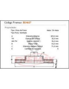 Pg Disco Freno Del. (v) P.607 3.0i 24v V6  00/04