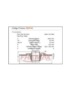 Vr Disco Freno Tras. (s) P.307 00/06 / Citroen C4  06/...
