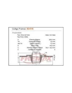 Pg Disco Freno Tras. (s) P.207 / P.307 / P.2008 - Citroen C4 - Gran C4 Picasso  06/... (idem Bd4748)
