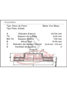 Rt Disco Freno Tras. (s) Megane 1.6 16v / Megane Ii C/maza  04/... / Tiida 1.8 Con Maza / Ruleman