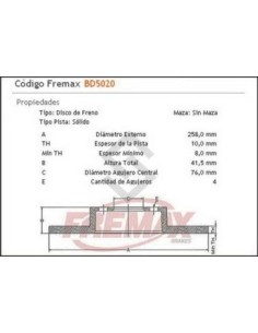 Im Disco Freno Tras. (s) Kia Cerato 2.0i 16v  06/...