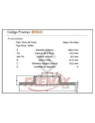 Im Disco Freno Tras. (s) Kia Cerato 2.0i 16v  06/...