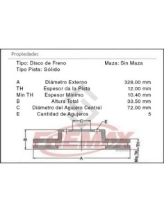 Im Disco Freno Tras. (s) Chrysler Town & Country 12/... Journey 14/...