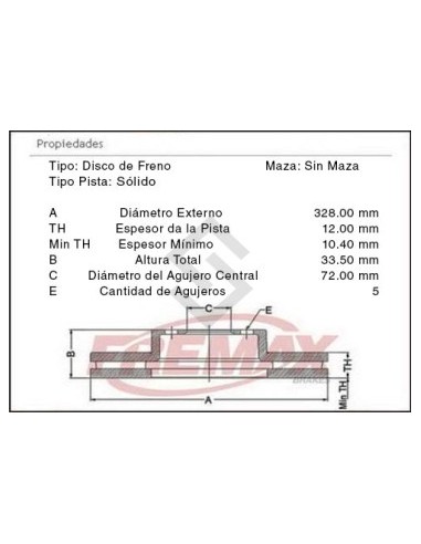 Im Disco Freno Tras. (s) Chrysler Town & Country 12/... Journey 14/...