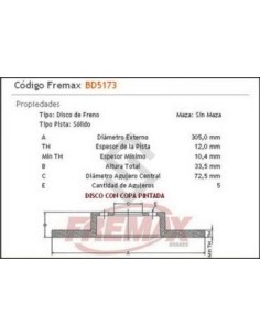 Im Disco Freno Tras. (s) Chrysler Caravan 08/... / Dodge Journey 2.7 08/...