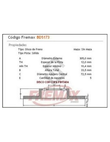 Im Disco Freno Tras. (s) Chrysler Caravan 08/... / Dodge Journey 2.7 08/...
