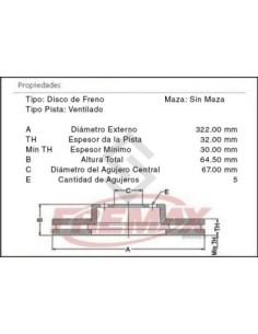 Im Disco Freno Del. (v) M.benz Clase C250/c350/e250/e300/e350/slk 200/slk 250 11/...