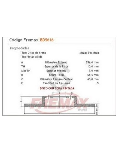 Vw Disco Freno Tras. (s) Golf 07/... A3 1.6 16 V / 1.6 16v Fsi - 1.9 Tdi - 2.0 Tdi 04/...