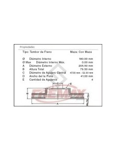 Vr Camp. Freno Tras. C/maza Spark 02/... / 1.0 05/... / Daewoo Matiz 1.0 03/... / 0.8 98/...
