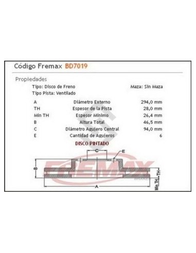 Im Disco Freno Del. (v) Mitsubishi L-200 Triton / Montero 3.2/3.5 24v V6  08/...