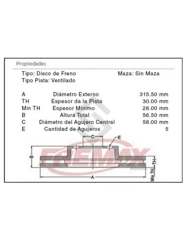 Im Disco Freno Del. (v) Subaru Tribeca 3.0 05/...  / Tribeca 3.6  08/...