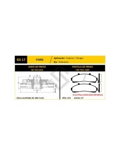 Fd Disco+past. Freno Del. (v) Explorer / Ranger 4x2 Arg. C/maza Y Tornillos .../95 - Pd332