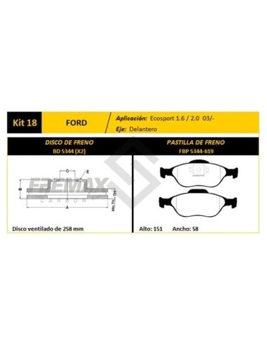 Fd Disco+past Freno Del. (v) Ecosport 03/... / Fiesta / Focus 99/... - Pd497
