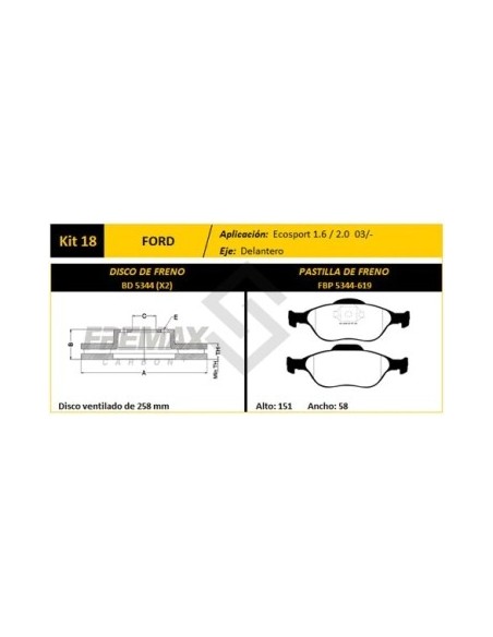 Fd Disco+past Freno Del. (v) Ecosport 03/... / Fiesta / Focus 99/... - Pd497