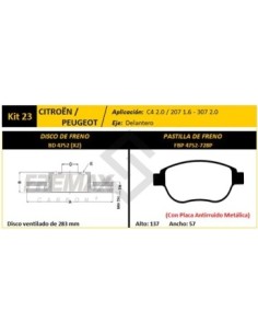Vr Disco+past Freno Del. (v) C4 / C5 / Xsara / P.307 - Pd346
