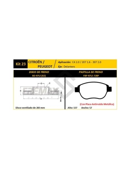 Vr Disco+past Freno Del. (v) C4 / C5 / Xsara / P.307 - Pd346