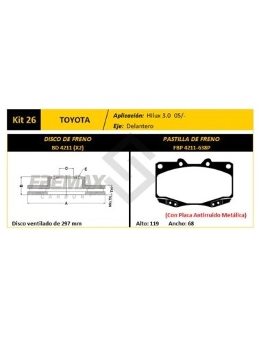 Im Disco+past Freno Del. (v) Toyota Hilux 3.0 05/... - Pd527