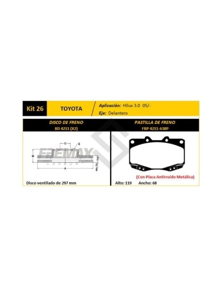 Im Disco+past Freno Del. (v) Toyota Hilux 3.0 05/... - Pd527