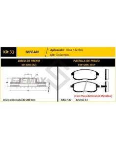 Im Disco+past. Del. (v) Nissan Sentra 1.8 / 2.0  07/... / Tiida 08/... - Pd728