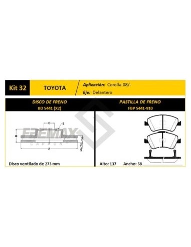 Im Disco+past. Del. (v) Toyota Corolla  1.8i 16v  07/... - Pd669