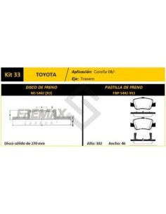 Im Disco+past. Tras. (s) Toyota Corolla  1.8i 16v  07/... - Pd689
