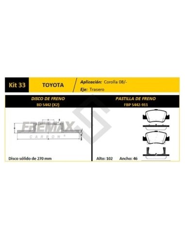 Im Disco+past. Tras. (s) Toyota Corolla  1.8i 16v  07/... - Pd689