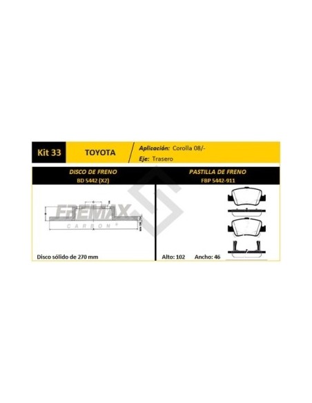 Im Disco+past. Tras. (s) Toyota Corolla  1.8i 16v  07/... - Pd689