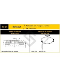 Rt Disco+past. Del. (v) R.9 / R.11 Turbo / R.19 / Clio 00/... / Kangoo 98/... / Megane - Pd305-a
