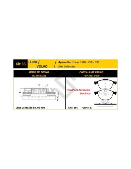 Fd Disco+past. Del. (v) Focus 08/... - Volvo C30 1.6d / 1.6i 16v / 1.8i 16v / 2.0i   08/... - Pd767