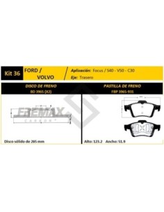 Vr Disco+past. Tras. (s) Focus 08/... / C-max 07/... / Volvo C30 / S40 / V50 - Pd796
