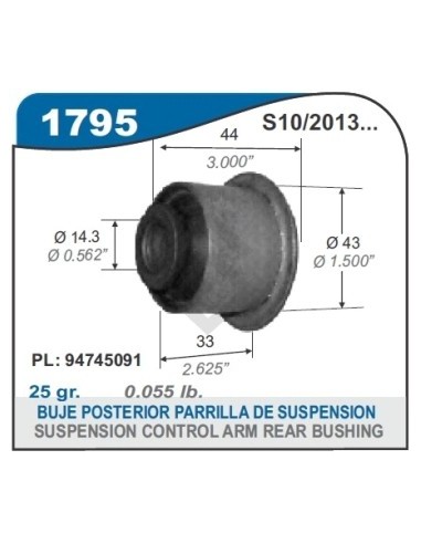 Ch Buje Parrilla Sup. Del. S-10  2012/.. - (corto)