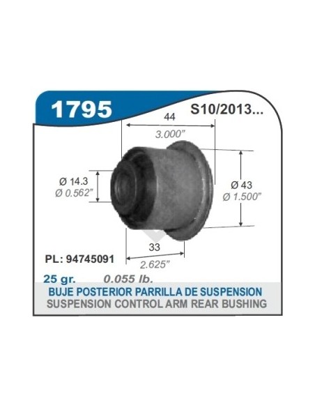Ch Buje Parrilla Sup. Del. S-10  2012/.. - (corto)