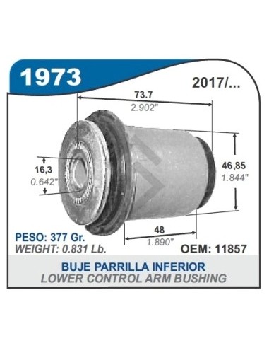 Im Buje Parr.del.inf. Hilux 17/... - Parte Tras.- Diam. 16mm.