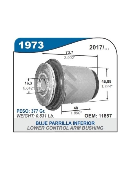 Im Buje Parr.del.inf. Hilux 17/... - Parte Tras.- Diam. 16mm.