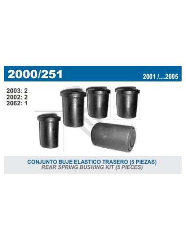 Im Kit Bujes Elasticos Tras. Toyota Hilux 4x2/4x4 01/05 - 5 Piezas