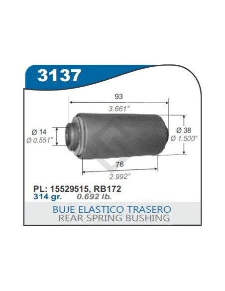 Ch Buje Elastico Blazer/pick Up S-10/c10/d20/van 65/70 - 14mm