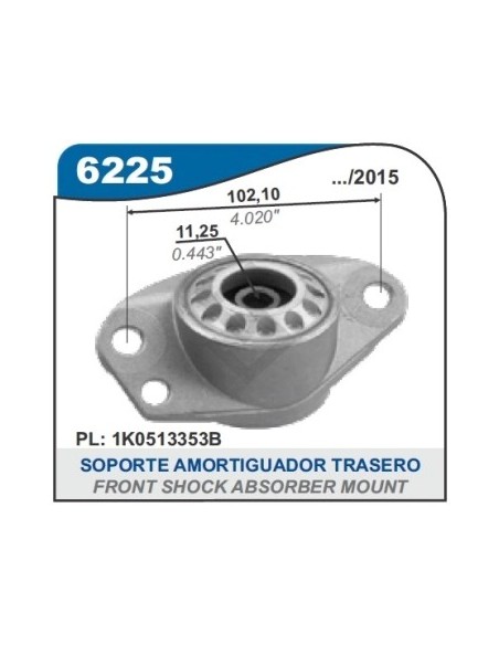 Vw Cazoleta Amort. Tras. Golf/bora/a3 99/.. - Polo 02/.. - Fox/suran 03/...